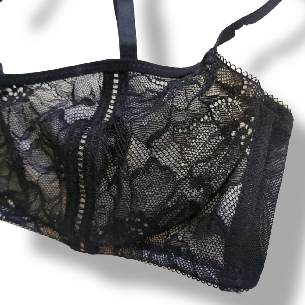🌿H&M Black Lace Bralette Women's Size 32C - Picture 4 of 6